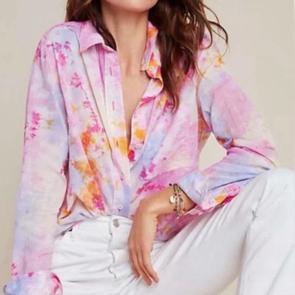 Pilcro by Anthropologie The Cate Long Sleeve Button Up Shirt Size Medium - Picture 1 of 17